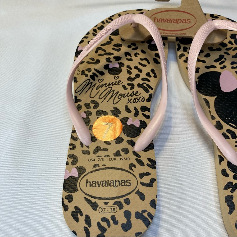 Havaianas NWOT Disney Slim Flip Flops Golden Minnie Mouse USA Women's Size 7/8 - Picture 7 of 7